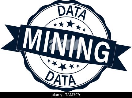 data mining icon web rubber stamp with stars on white background Stock Vector
