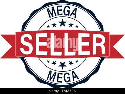Mega seller recommended round web label stamp on white background Stock Vector