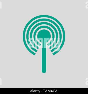 Radio Antenna Icon. Green on Gray Background. Vector Illustration. Stock Vector