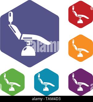 Dentist chair icons vector hexahedron Stock Vector