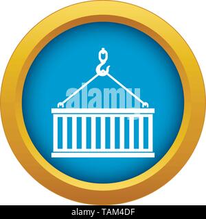 Crane hook lifts container icon blue vector isolated Stock Vector