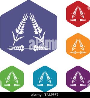 Winter-hardened wheat icons vector hexahedron Stock Vector