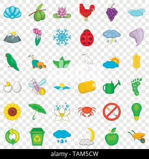 Earth icons set, cartoon style Stock Vector