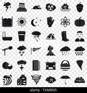 Thunderstorm icons set, simple style Stock Vector