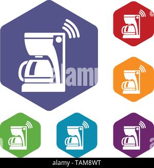 Coffee maker icons vector hexahedron Stock Vector