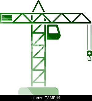 Icon Of Crane. Flat Color Ladder Design. Vector Illustration. Stock Vector