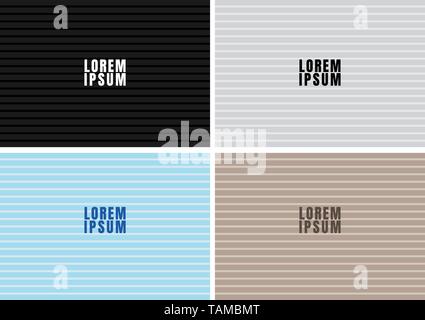Set of black, white, blue, brown color horizontal bold line pattern texture and background. Letter board style. Vector illustration Stock Vector