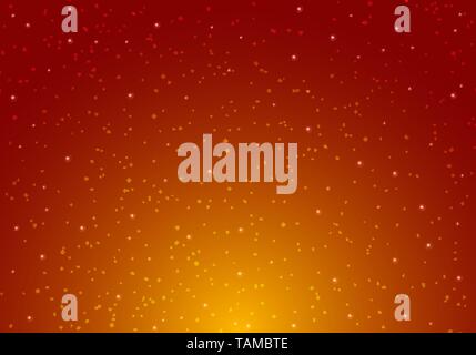 Night shining starry night sky with stars universe space infinity and starlight on red and orange background. Galaxy and planets in cosmos pattern. Ve Stock Vector