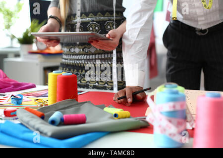 Gadget Technology in Sewing Needlework Service Stock Photo