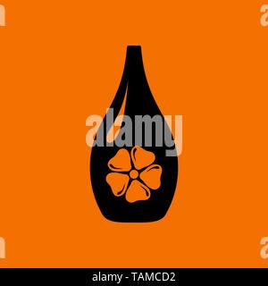 Essential Oil Icon. Black on Orange Background. Vector Illustration. Stock Vector