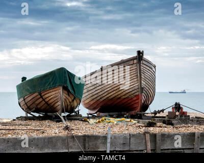 Fishing boats on Deal Beach Kent UK Stock Photo