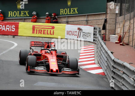 Monte Carlo, Monaco. 26th May , 2019. Sebastian Vettel of Scuderia Ferrari on track during  the F1 Grand Prix of Monaco Credit: Marco Canoniero/Alamy Live News Stock Photo