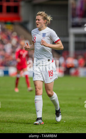 25th May 2019, Banks's Stadium, Walsall, England; Womens international football friendly, England versus Denmark; Ellen White of England moves into position Stock Photo