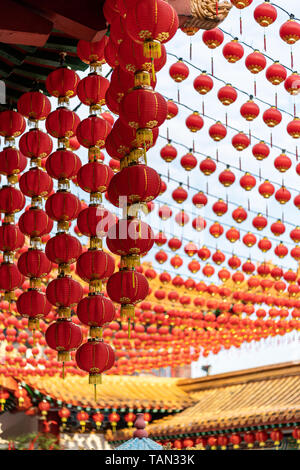 Red lanterns decoration in Thean Hou Temple, Kuala Lumpur, Malaysia where the Thean Hou Temple is the oldest buddhist Temple in Southeast Asia Stock Photo