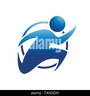 Fast Service People Blue Circular Icon Illustration Vector Symbol Graphic Logo Design Template Stock Vector