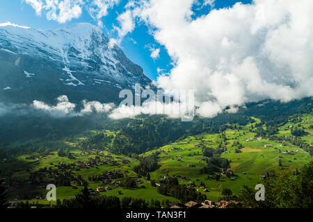 The great north wall of Eiger, seen from Grindelwald, Switzerland. Stock Photo