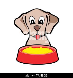 Feeding Cute Dog Vector Illustration Graphic Design Template Stock Vector