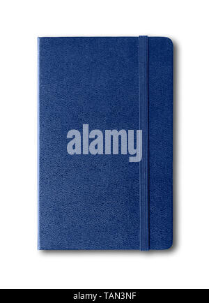 Marine blue closed notebook mockup isolated on white Stock Photo