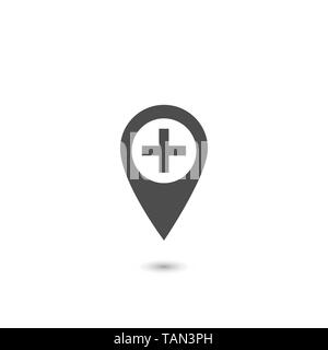 map pointer icon with cross hospital symbol position Stock Vector Image ...