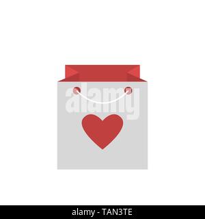 Shopping bag with red heart icon Vector illustration Stock Vector
