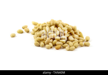 Pile of pine nuts isolated on white background Stock Photo