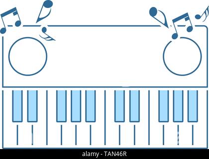 Piano Keyboard Icon. Thin Line With Blue Fill Design. Vector Illustration. Stock Vector