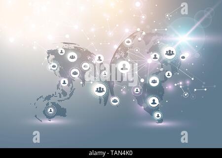 Social media network and marketing concept background. Global business concept and internet technology, Analytical networks. Vector illustration Stock Vector