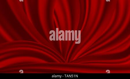 Realistic vector wave bright red material. Background of silk folds or fluid. You can change the color. Stock Vector