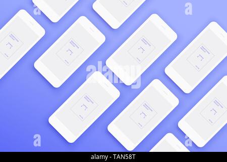 Background from Lot of Mockups white smartphones Stock Vector