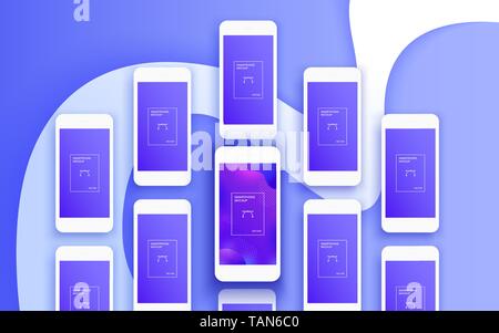 The background of the mockups of white smartphones Stock Vector