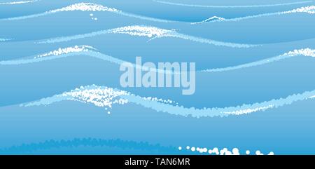 Blue marine waves at the sea. Vector illustration. Stock Vector