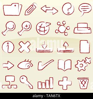 Vector illustration of set of database icons in chalk style. Stock Vector