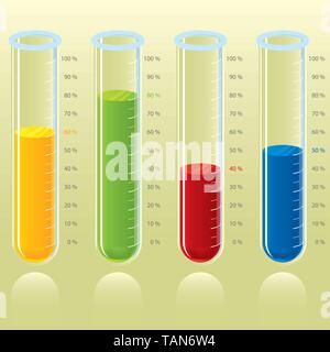 Vector illustration of editable test tubes chart in colors. Stock Vector