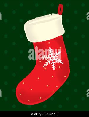 Vector illustration of Christmas season greetings socks in red and green. Stock Vector