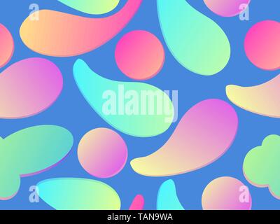 Gradient geometric shapes seamless patterns. Cover design with colorful liquid objects. Vector illustration Stock Vector