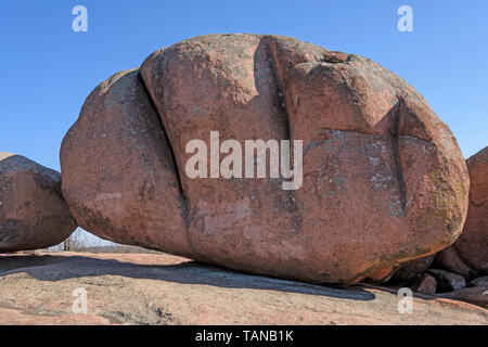 Eroded Boulder on a Granite Outcrop in Elephant Rocks State Park in Missouri Stock Photo