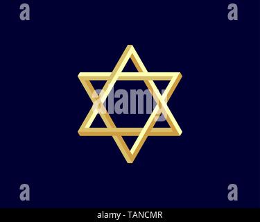 Jewish Star of David icon. Vector six pointed stars symbol. Stock Vector