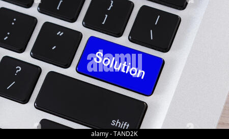 Word Solution on enter key of computer keyboard Stock Photo