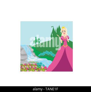 Illustration of princess in tower waiting for Prince Stock Vector Image ...