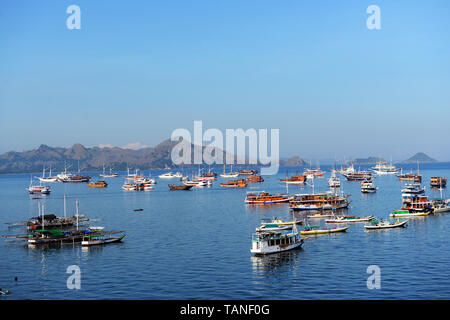 The scenic harbor of Labuan Bajo in Flores, Indonesia. Stock Photo