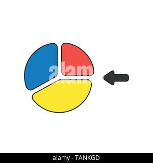 Vector icon concept of three parts diagram. Black outlines and colored. Stock Vector
