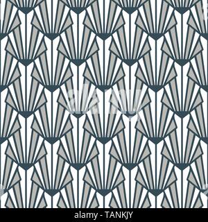 Stained glass Art Deco seamless pattern gray blue decorative texture. Stock Vector