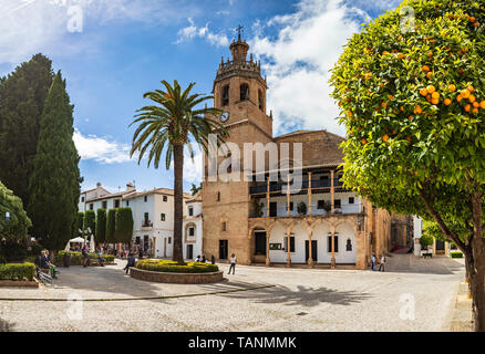 RONDA, SPAIN - CIRCA MAI, 2019:  St Mary Major Parish alias Parroquia Santa Maria la Mayor of Ronda in Andalusia, Spain Stock Photo