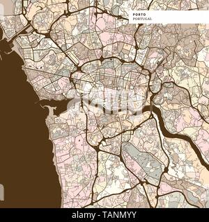 Downtown vector map of Porto, Portugal. This printable map of Porto ...