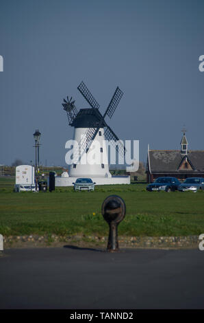 Lytham Windmill and View of Estuary Stock Photo