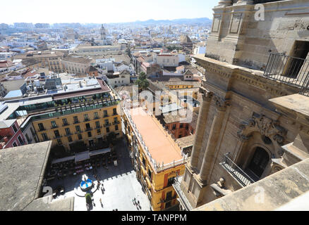 View over Malaga city centre from the roof of the Cathedral, on the Costa del Sol, in Andalucia, Spain, Europe Stock Photo