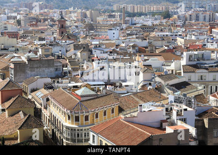 View over Malaga city centre from the roof of the Cathedral, on the Costa del Sol, in Andalucia, Spain, Europe Stock Photo