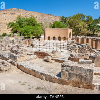 Roman Odeon in ancient site of Gortyn. Messara plain, Crete, Greece Stock Photo