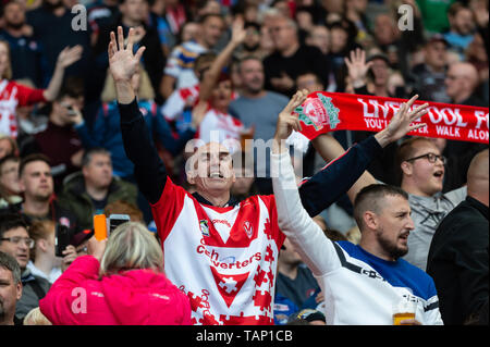 26th May 2019 , Anfield Stadium, Liverpool, England; Dacia Magic Weekend, Betfred Super League Round 16, St helens vs Castleford Tigers ; Saint Helens Fans  Credit: Richard Long/News Images Stock Photo