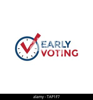 Early Voting Icon with Vote, Icon, & Patriotic Symbolism and Colors Stock Vector